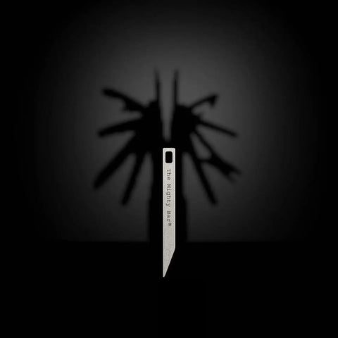 Beefy Heavy Duty Keychain Pry Bar For Everyday Carry in stainless steel, minimalist design casting shadow of multitool features.