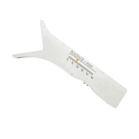 Slick Sliding Radius Gauge With A Solid Ergonomic Grip And Dang Accurate Engraved Scale For Quick Drafting And Hardwood Joinery Projects Plus Rustproof Finish For Daily Shop Grind, white plastic.