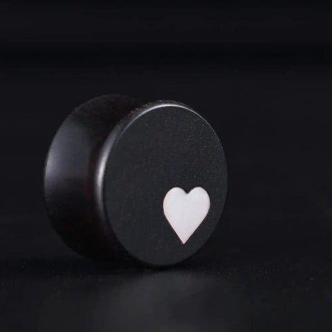 Wood Ear Gauges 1 Pair Set Double Flared Saddle Plugs And Tunnels With Heart Logo Earrings Expander Stretchers In The Same Size From 0g To 1in 8mm To 25mm