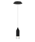 Action 8-In LED Pendant Light 3000K Black With Dope Retro Spun Metal Housing, adjustable height, sleek cable design.