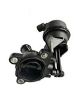 Heavy Duty Engine Coolant Regulator And Oil Filter Swap For Audi Q5 059121737AM, black valve assembly with tubing.