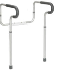 Toilet Safety Frame With Adjustable Legs And Arm Rail For Elderly Care, Bathroom Grab Bar For Stability, Anodized Aluminum, No Slip Grip