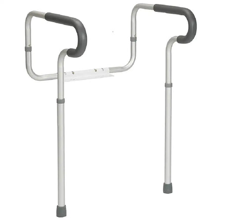 Toilet Safety Frame With Adjustable Legs And Arm Rail For Elderly Care, Bathroom Grab Bar For Stability, Anodized Aluminum, No Slip Grip