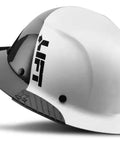 Carbon Fiber Safety Hard Hat With Lightweight Shell Six Point Suspension Perforated Clarino Leather Dome Molded EVA Foam Padding And Superior Impact Absorption For Tough Jobs White Finish Durable Everyday Protection For Construction And Industrial Sites side view