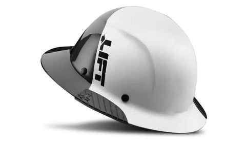 Carbon Fiber Safety Hard Hat With Lightweight Shell Six Point Suspension Perforated Clarino Leather Dome Molded EVA Foam Padding And Superior Impact Absorption For Tough Jobs White Finish Durable Everyday Protection For Construction And Industrial Sites side view