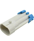 Automotive Connector Plug For Sensor Wiring Harness 12162343 12052644 High Grade Abs Construction, side view with blue clips.