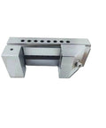 Heavy Duty Stainless Steel Bench Angle Vise With Quick Release Swivel Base And Interchangeable Jaw Pads, top view with clamping slots.