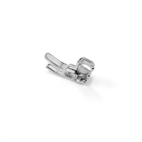 FIKLOTA low shank straight stitch presser foot, silver metal, side view for sewing machines