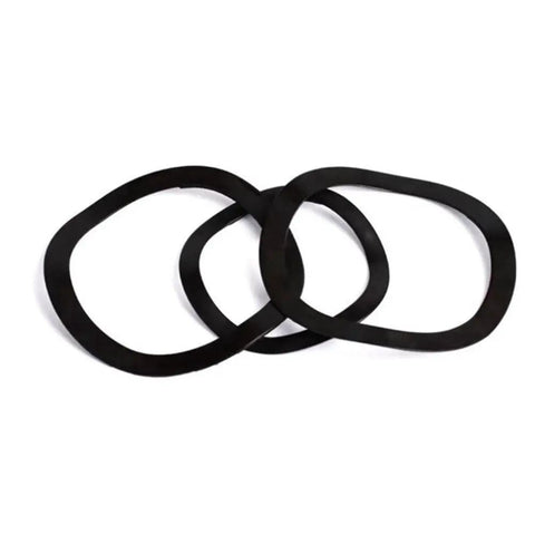 3-25mm Wave Spring Washers Kit With 65Mn Manganese Steel Gaskets, Elastic Washers, And Tri Washer Bearing Wave Pads In A Clear Storage Case, The All In One Go To Choice For Electrical, Automotive, Marine, And Home Connections. black 65Mn wave spring washers shown overlapped