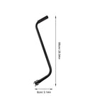 Black Kids Bike Safety Trainer Handle And Balance Push Bar with silicone grip and measurements for cycling practice guidance.