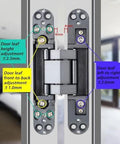 Three Pack Adjustable 180 Degree Silent Concealed Hinge in Black for Wooden Folding Doors and Invisible Secret Doors Installation