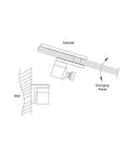 Diagram of Rock Solid 316 Polished Stainless Steel Gate Latch for Half Inch Tempered Glass, showing wall and swinging panel.