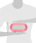 Pink Portable Small Lock Box With 4 Dial Resettable Combination held in hands showing size comparison for travel, school, office, or home use.