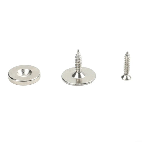 Screws and metal components for Ultra Slim Magnetic Cabinet Door Catch With 15 LB Holding Power, Heavy Duty Metal Latch, Silver Finish