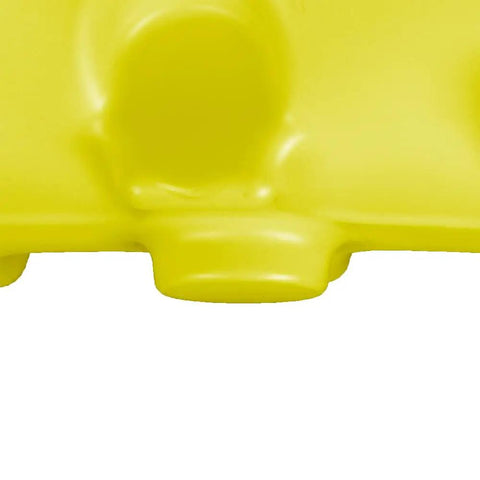 Close-up of 40 Gallon Yellow Sprayer Tank With Translucent Body Farm-Ready, Raised Volume Markings, Bottom Sump For Full Drain