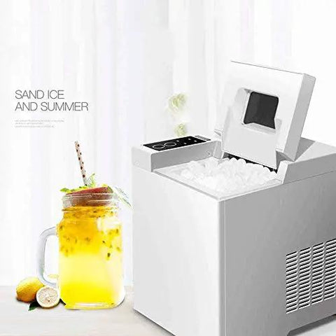 Reliable High Output Countertop Ice Maker Creates Fresh Nugget Ice Automatically With Self Cleaning Mode And Dual Cube Sizes For Effortless Cold Sips And No Sweat Family Gatherings, showing ice being made.