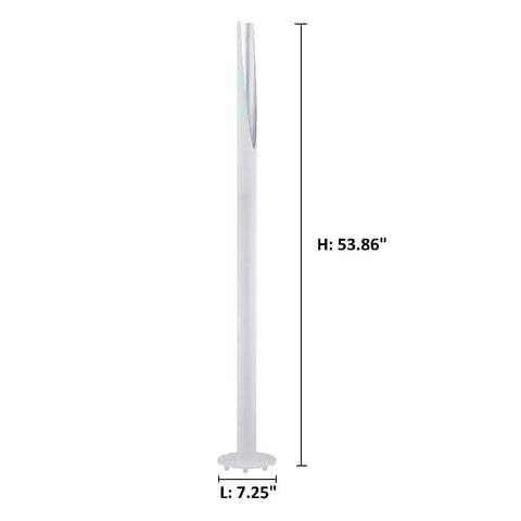 Barbotto 53.86 Inch LED Floor Lamp With Foot Switch Matte Black Gold Interior Plug In Lighting For Living Room Bedroom Dorm And Office Non Dimmable For Cozy Modern Pads, side view with height measurement