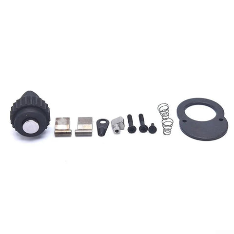 Ratchet Wrench Repair Kit For 1 Quarter Inch, 3 Eighth Inch And One Half Inch Drives With A 24 Tooth Fine Pitch Mechanism, parts laid out.