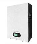 Smart Touch Display 51.2V 100Ah Lithium Ion Battery for home energy storage power wall, sleek white and black design.