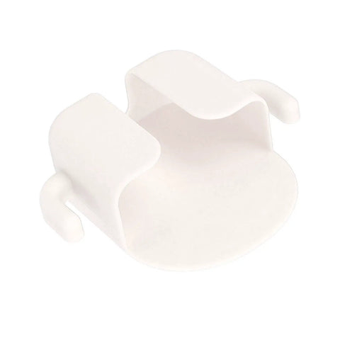 Self Adhesive Wall Mount Cell Phone Holder With Key Hook, Heavy Duty Charging Rack For Kitchen Or Bedroom, Space Saving Abs Plastic Stand offering a white plastic storage hook.