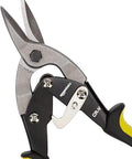 Amazon Basics straight-cut aviation snip with black and yellow handles and metal blades.