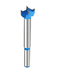 PPOZYLPC 18mm self-centering hole saw drill bit for wood; silver steel with blue accents