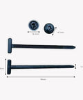 Heavy Duty Nylon Cable Tie Buckle Set for Cars That Self Locks Zip Ties Holder With Pin and Button, 90mm length, black
