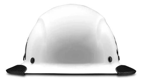 Front view of Carbon Fiber Safety Hard Hat With Lightweight Shell Six Point Suspension Perforated Clarino Leather Dome Molded EVA Foam