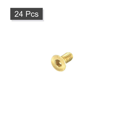 Top Shelf Precision Brass Flat Head Socket Cap Screws M2 X 4mm Inner Hex Drive Fasteners, single screw from 24 piece kit.