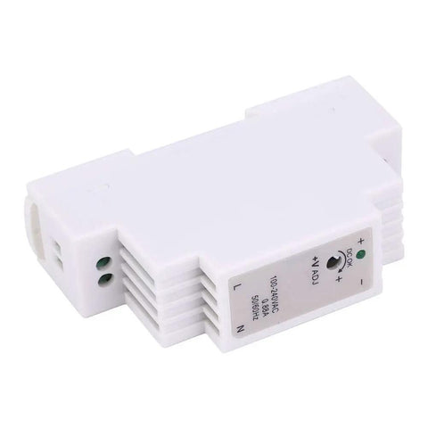 Heavy Duty Din Rail Power Supply 24 Volt 0.63 Amp 15 Watt Ac Dc Switching Module With Pwm Tech For Cabinets And Machinery close-up view.