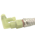 Close-up of Eight Centimeter Water Pump Hose With High Pressure One Eighth Inch Male Fittings, Top Notch High Temperature PET Hose