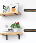 Heavy Duty 10 Inch L Shaped Shelf Brackets 6 Pack Steel Wall Mount Brackets Installed Upward and Downward on Wooden Shelves