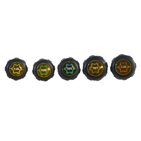 TORX Cushion Grip Screwdriver Set, 5 Piece With T15 T20 T25 T27 T30 Bits, Color Coded Handles For Quick Identification