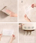 Installation steps for Wall Mount Utensil Holder With Lid and Drainage No Drill Easy Install Strong Load Bearing Storage Box.