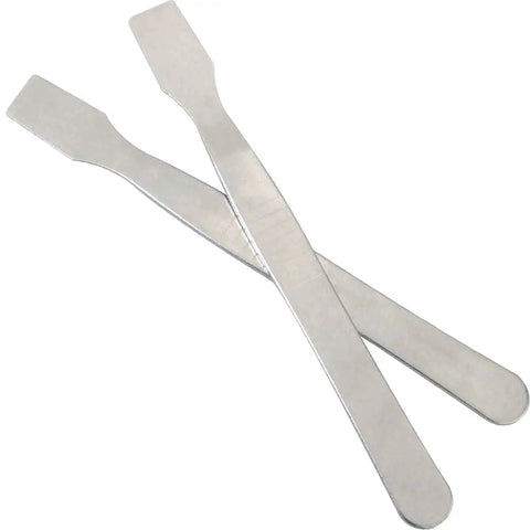 Six Piece Open Hole Flat Head Crowbar Pry Bars Set For Tablet And Phone Repair Gear Letting You Dismantle Gadgets Fast 12.2x1.1 Cm Stainless Steel Dismantling Tool For Electronics And Small Appliance Maintenance, showing two stainless steel pry bars crossed.