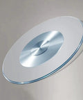 Clear Glass Rotating Tray For Dining And Decor, 360 Degree Turntable Lazy Susan with metal center, side view