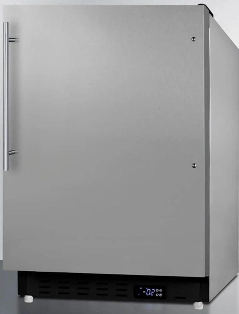 Thirty Two Inch Undercounter All Freezer With Heavy Duty Stainless Steel Shell Fits Like A Glove Beneath Ada Counters, front view.