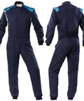 Front and back view of Go Kart Racing Suit For Adults Teens And Kids Water Resistant Digital Print Fabric Breathable Karting Gear Durable