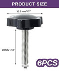 LifCratms black plastic star knob M6x30mm, hex-shaped clamping screw for umbrella bases (6 pcs)