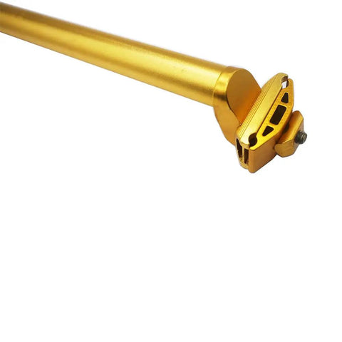 Adjustable 25.4x300mm Aluminum Alloy Seatpost For MTB Road Bike And BMX, gold finish, close-up of shockproof design