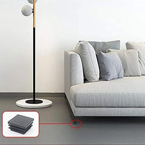 1 Inch Square Plastic Tubing End Caps For Square Tubing Posts 4 Pack shown with sofa and floor protection use