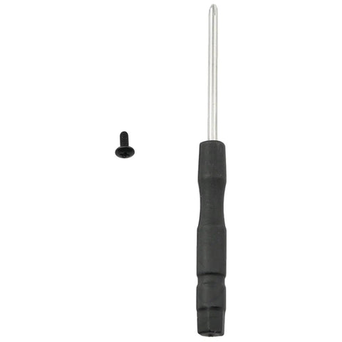 Heavy Hitter M2x5 Replacement Screws With Phillips Mini Driver For Walkie Talkie Belt Clips And Radio Bases, steel screw and screwdriver.