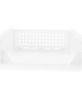 Straight Up Sleek White Plastic Foldable Storage Basket Pull Out Wardrobe Drawer Organizer For Clothes Books Makeup side view showing open design