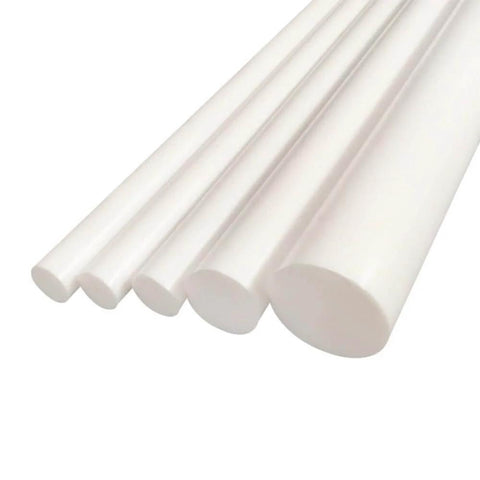 PTFE F4 Round Rod Bar, 7.87 Inch Long, 12mm Diameter, high temp Teflon grade rods, smooth finish, various sizes, for industrial use