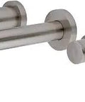 Concord 2-Handle Wall Mount Bathroom Faucet In Satin Nickel Finish, solid brass, dual handles, spout, and ceramic disc cartridge visible