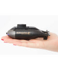 Dark Green 125 Mm RC Submarine Ready To Run For Beginners in hand showing size and detailing with waterproof hull design