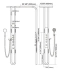Built Tough And Straight Up Luxurious This 70 Inch Brushed Gold Digital Shower Panel detailed dimensions and design schematic.