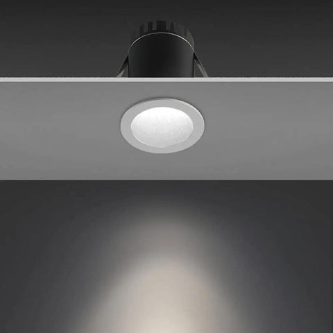 Top Notch Mini LED Downlights Recessed Lighting With Heavy Duty Aluminum Build And Zero Glare Vibes CRI 95 Plus For Crisp Even Spread Super Quick Snap Fit Setup Five Pack Daylight White in a ceiling fixture.