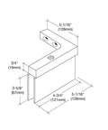 Senior Cardiff Chrome Offset Wall Mount Hinge For 12 Mm Glass Shower Doors With Back Plate Self Centering Right Hand Mount Beefy Heavy Duty Glass Door Hardware, dimensioned chrome hinge drawing