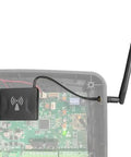 MMS100 Wireless Connectivity System Black for Gate Opener Control from Your Smartphone Anywhere showing antenna and circuit board